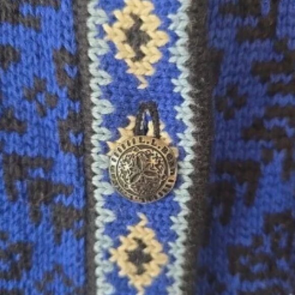 L.L. Bean Sweater Cardigan Womens 1X Blue Nordic Cotton Metal Button Front Heavy - Picture 3 of 7